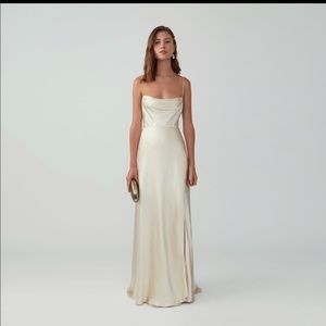 Fame & Partners Strappy Draped Gown, Champagne, 0